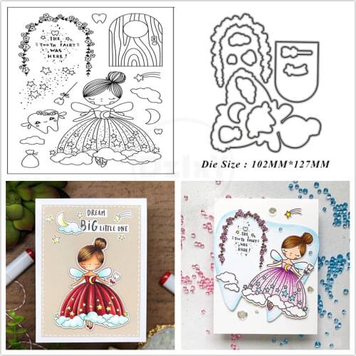 2021 New Little Girl Star Moon Clear Stamps and Metal Cutting Dies DIY Scrapbooking Embossing Album Seal Template Punch Stencils