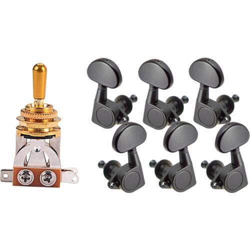 3 Way Toggle Switch Pickup Selector +6 Pcs Sealed Guitar Tuning Pegs Tuners