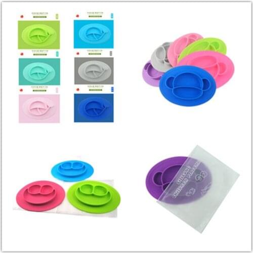 5pcs cartoon Baby Silicone Dining Plate BPA Lovely Smile Lunch Tableware Kitchen Fruit Dish Children Feeding Dinner Plates Bowls
