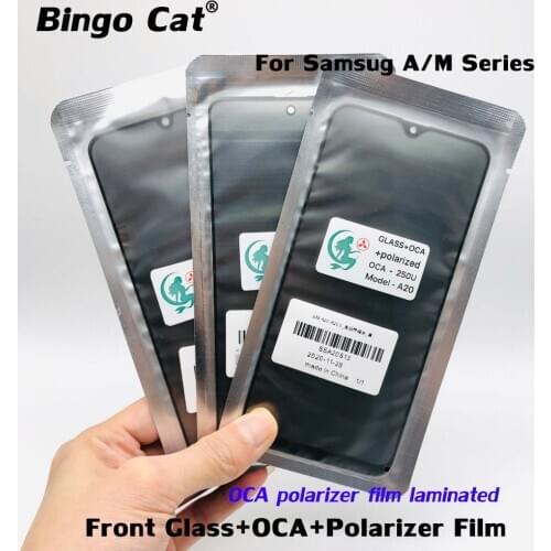 5pc Original Front Outer Glass Lens Cover With OCA Polarizer Film For Samsung A51 A10 A10S A20 A30 A40 A50 A70 A30S M10S A50SM21