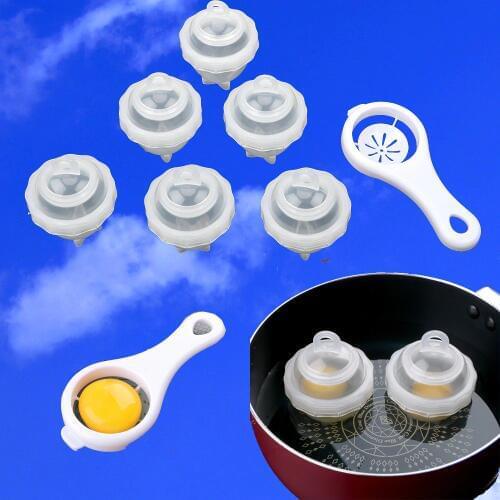 7pc/set Egg Steamer Hard Boil Egg Separator Clear Kitchen Accessories Breakfast Assistance Egg Cooker Tools Without Shell Maker