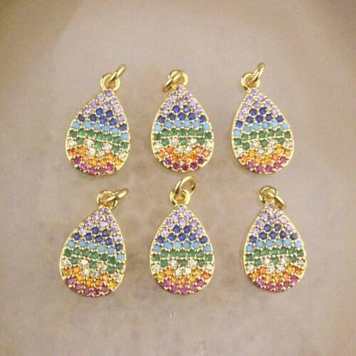 9*12mm 20pcs/lot fashion colorful cz pendant,drop shape cubic zircon charm,jewelry wholesale bracelet/necklace accessories