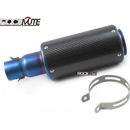 Motorcycle Accessories Carbon Fiber Stainless Steel Racing Exhaust Muffler Pipe for 51mm Universal Motorcycle Street Bike Blue