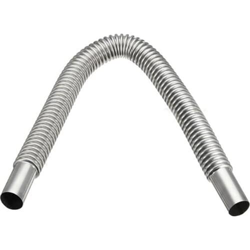 60cm Car Stainless Steel Material Exhaust Pipe Corrugated Round Pipe Parking Silencer Diesel Heater Silver
