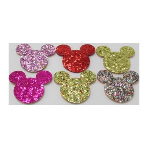 Big Size 40pcs/lot 5.3 Mix Colors Padded Shiny/Glitter Cat Head Shape Appliques For BB Clip Accessories DIY Kid Patches