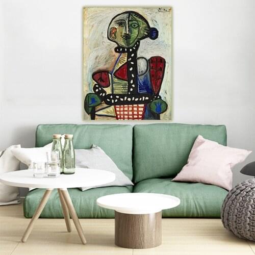 Citon Pablo Picasso《Femme au chignon dans un fauteuil》Canvas Art Oil Painting Artwork Poster Picture Wall Decor Home Decoration