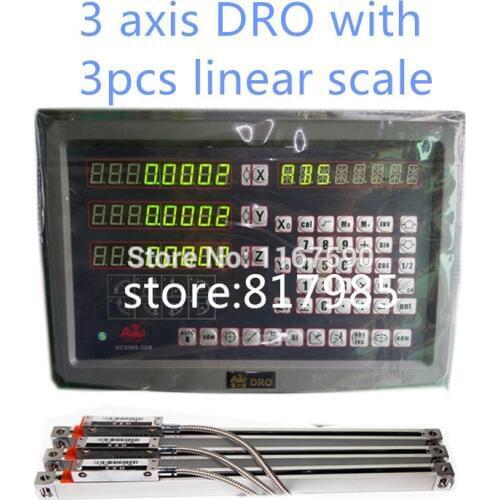 DRO GCS900-3D 3 axis digital readout and 3 pcs 5um linear glass scales / linear encoder 50-1000mm complete dro kits