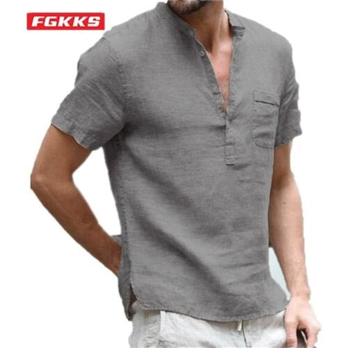 FGKKS 2021 New Loose Polo Shirts Men Casual Solid Color Top Half-Breasted Short-Sleeved Brand Polo Shirt Male