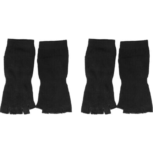 Footful 2Pairs Unisex Five Fingers Open Toe Socks Women Half-palm Invisible Five-finger Open Toe Socks Breathable Sports Yoga