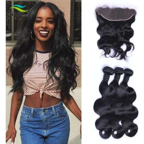 Body wave frontal with bundles 13x4 ear to ear frontal brazilian hair bundles 22 inches frontal with free shipping