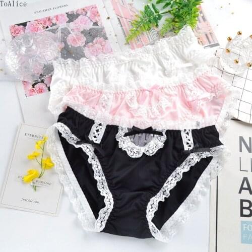 Kawaii Japanese New Girl Style College Cute Dress Up Anime Ladies Panties Briefs Milk Silk Underwear
