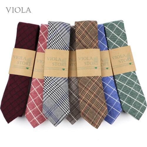 Plaid Striped NeckTie Cotton Tie 6cm Men Tie Casual Wedding Banquet Party Dress Tuxedo Gift Adult BowTie Accessory High Quality