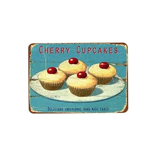 Cake Vintage Style Metal Sign Iron Painting for Indoor & Outdoor Home Bar Coffee Kitchen Wall Decor 8 X 12 Inch