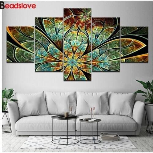 5 Pieces Abstract fireworks flowers diamond paintings 5D diy Full Square Round Drill mosaic diamond embroidery kit decor