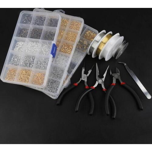 1 Box Fashion DIY Jewelry Findings Making Material Suite Box Jewelry Tool Beads Kit For Necklace Earrings Handcraft Accessories