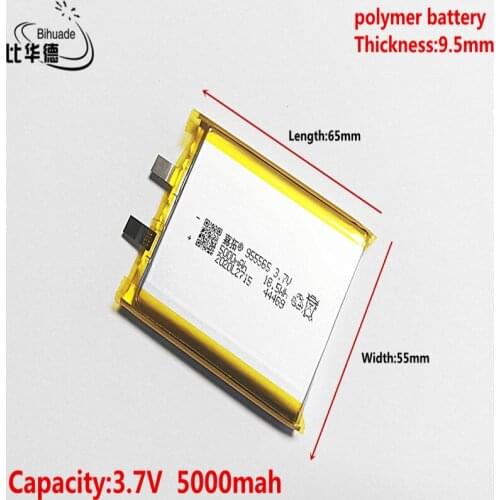 A new product 3.7V Lithium polymer 5000mAh 955565 Soft package battery For Power Bank Bluetooth Speakers Tablet DVD battery