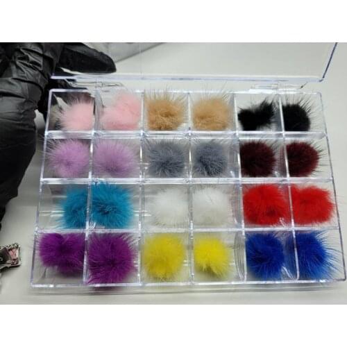 24PCS/Box Pom pom nail charms Detachable 6Color (4PCS/Color) POM POMS KIT Nail Charm For DIY Nail Decoration Charms 2.7*2.7cm