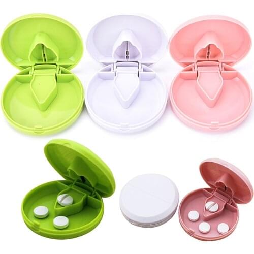 3 Colors Portable Pill Cutter Splitter Divide Storage Case Medicine Cut Compartment Box Holder New Green White And Pink