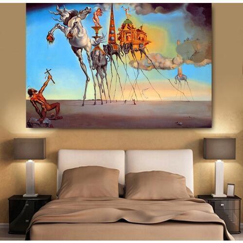 Salvador Dali Canvas Painting Abstract Art Horse ,Elephant Classical Wall Art Pictures For Living Room Home Decor Print Unframed