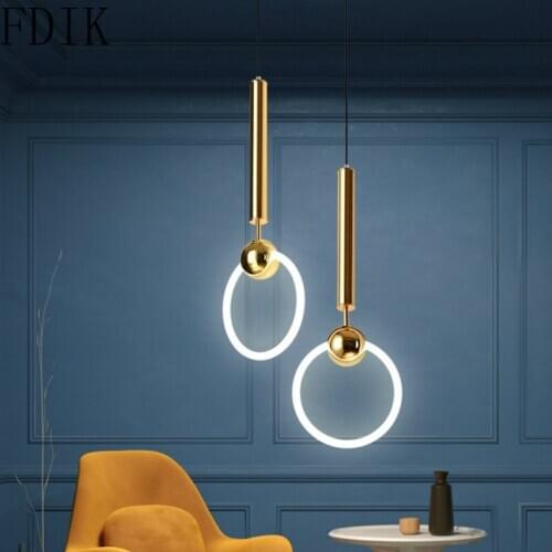 Nordic LED Ring Pendant Light Modern Iron Art Hanging Lamp Home Decoration Loft Lights for Living Room Dining Bedside Lighting