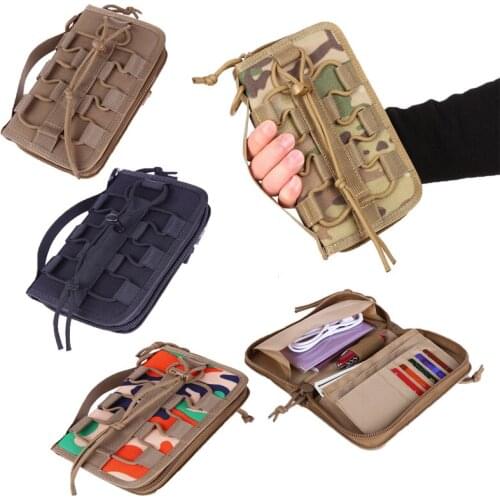 Waterproof EDC Pouch Portable Tactical Change Wallet Travel Kit Coin With Card Holder Pack Zippers Waist Bag for Camping Hiking