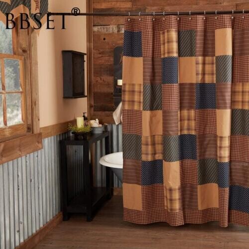 Rustic Shower Curtain Americana Primitive Bath-Patriotic Patch Waterproof Multi-size Printed Cortina De Bano Bathroom Decor