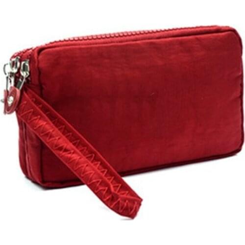 Fashion Small Wallet Business Card Holder Multifunctional Three Zipper Mini Canvas Bag Girls Coin Purse Ladies Mobile Phone Bag