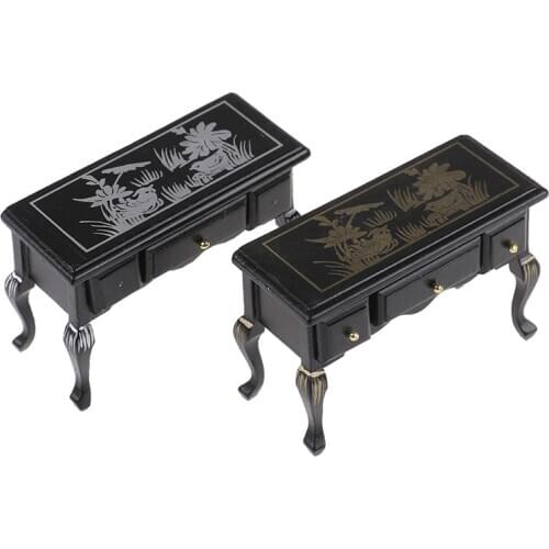 1Pcs Miniature Doll House Furniture Vintage Wooden Table Desk Dollhouse Accessories