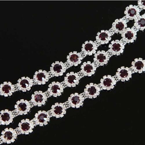 10Yards Clear Flowers Rhinestone Trims Crystal Chain Trim for DIY Dress Clothing Jewelry Bags