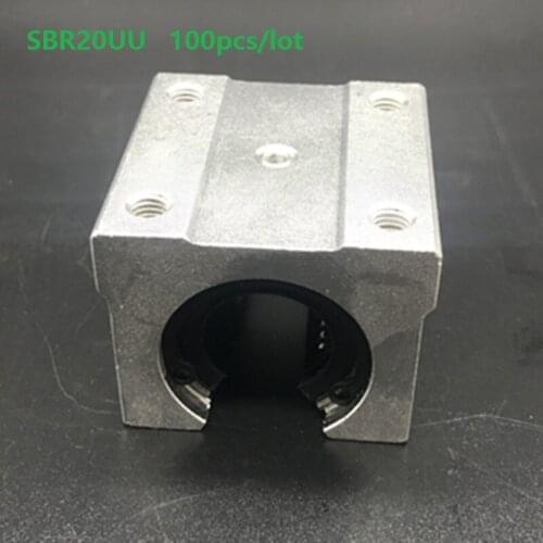 100pcs/lot SBR20UU SME20UU Open Type Linear Ball Bearing Block for SBR20 20mm linear guide/rail for CNC router parts