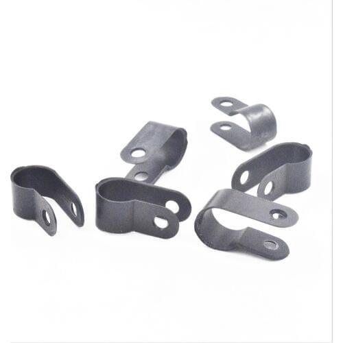 200pcs/Box Assorted Black P Clips Fasteners Nylon Plastic P Type Clamp Clip For Cable Conduit Tubes Sleeving