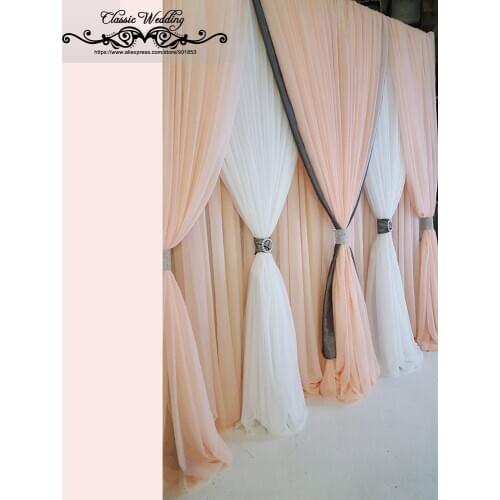 3m* 3m 3 Layers Luxury Chiffon Wedding Backdrop Free Shipping Valance Chiffon Backdrop for Wedding Party Decoration