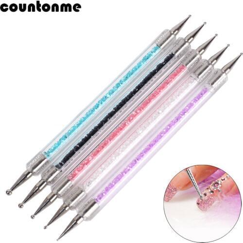 5Pcs/Set Nail Art Dotting Pen Rhinestone Crystal Decoration Picker Acrylic Handle Dual-Head Brush UV Gel Painting Manicure Tools