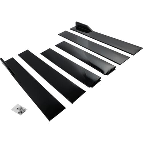 Auto Accessories 6Pcs Glossy Black Universal Car Side Skirt Extension Rocker 2.2M 86'' Splitters Diffuser Lips Side Skirt