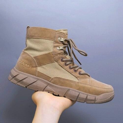 Autumn and Winter Martin Boots Hiking Boots Mens Shoes High Top Boots Non-slip Shock Absorption Shoes Mens Fashion Sneakers