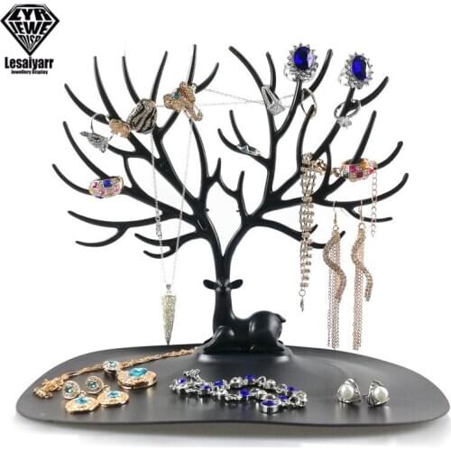 Black White Pink Rose Red Deer Earrings Necklace Ring Pendant Bracelet Jewelry Cases&Display Stand Tray Tree Storage jewelry