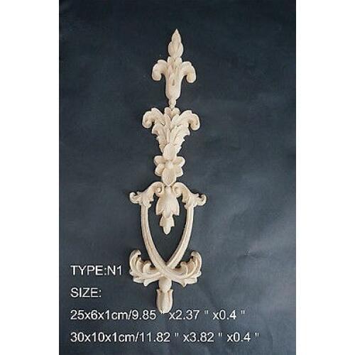 N1 -31x10x1cm Wood Carved Long Onlay Applique Unpainted Frame Door Decal Working carpenter Decoration