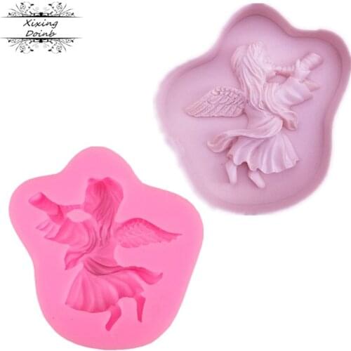 Angel girl trumpet shape 3D silicone mold cartoon soap mold sugar craft cake decoration tool Chocolate Candy Mold