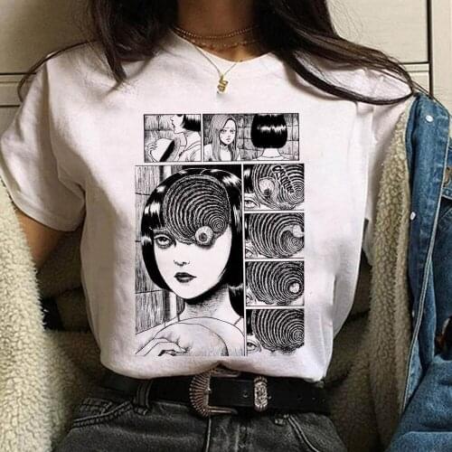 Anime Junji Ito Uzumaki Horror T-Shirt Unisex Funny Hip Hop T Shirt Short Sleeve Anime Tees