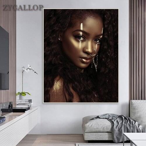 African Woman Wearing Nose Ring Canvas Painting Black Women Picture HD Print Art Poster Wall Pictures for Living Room Home Decor