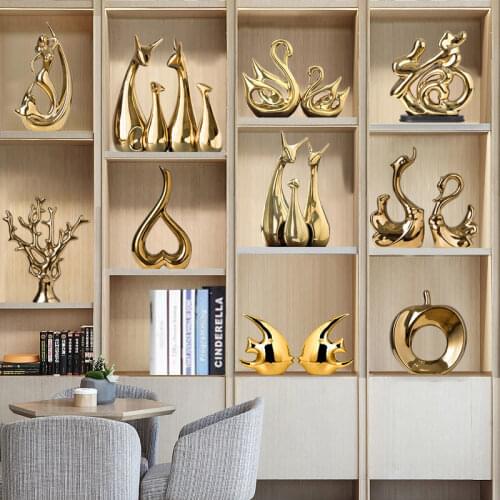 Modern Luxury Ceramic Ornaments Accessories Home Livingroom Desktop Figurines Decoration Entrance Coffee Table Sculpture Crafts