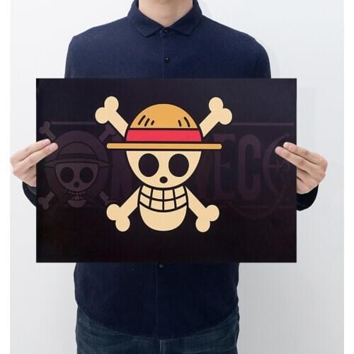 Classic Anime One Piece Poster Luffy Banner Kraft Paper Vintage Dormitory Home Decoration 50.5x35cm Wall Sticker