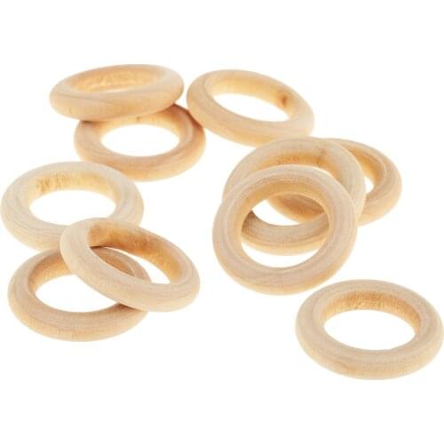 60pcs Rings Wooden Beads Unfinished For Macrame Jewelry Charms Craft Making DIY
