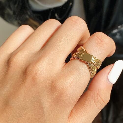 Yhpup Statement Multi-layer Wedding Bands for Women Charm Metal Gold Geometric Ring Finger Party Jewelry Anillos Mujer 2021