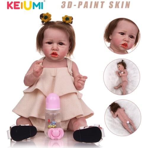 Hand Made 3D-Paint Skin Reborn Baby Doll More Real Full Silicone Reborn Boneca Dolls Toy Bebe Rborn To Kids Birthday