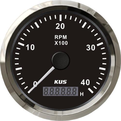 KUS Popular 85mm black stainless steel bezel tachometer 0-4000RPM