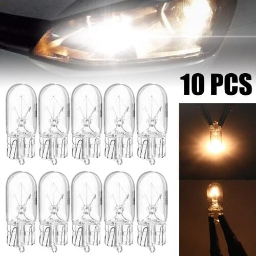 Mayitr 10pcs High Quality Automobile T10 194 168 W5W 5W LED Light Bulb Transparent 3000K Warm White Halogen Lamp