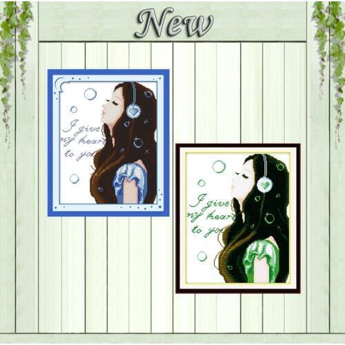 Inner voices beauty girl love decor painting counted printed on canvas DMC 11CT 14CT Cross Stitch kits embroidery needlework Set