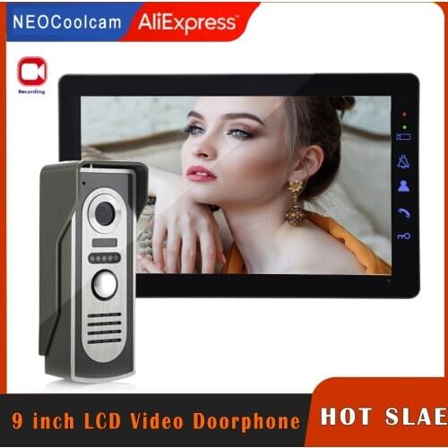 NEOCoolcam Wired 9 Inch Intercom System Record Video Door Phone Waterproof Night Vision Doorbell Support Take a picture Unlock