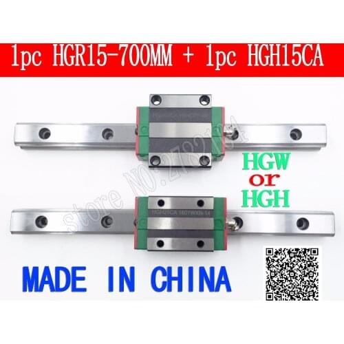 New linear guide rail HGR15 700mm long with 1pc linear block carriage HGH15CA HGH15 HGW15CC CNC parts